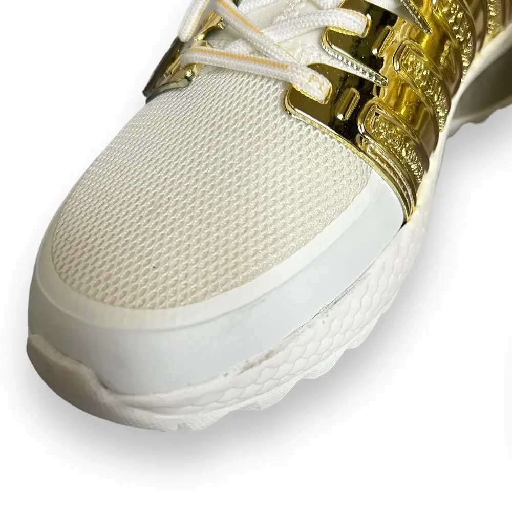 Plein Sport Gold Metallic Lace Up Shoes White Size 37/7 - Picture 11 of 16